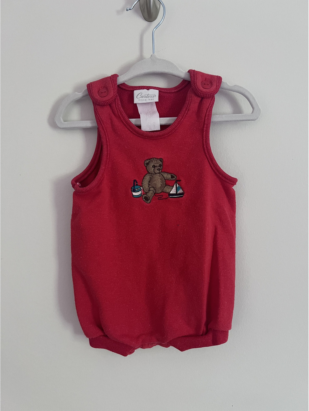 Vintage Carters Sailboat Teddy Bear Red Sleeveless Bubble